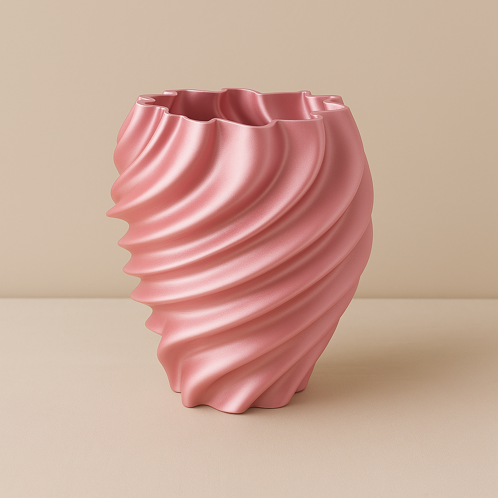Modern Spiral Wave 3D Printed Vase
