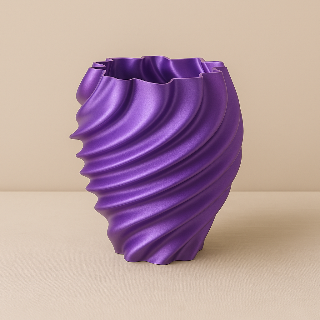 Modern Spiral Wave 3D Printed Vase