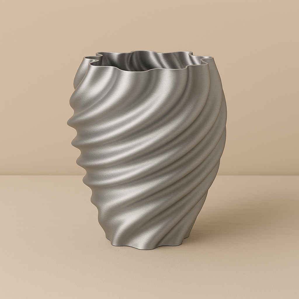 Modern Spiral Wave 3D Printed Vase