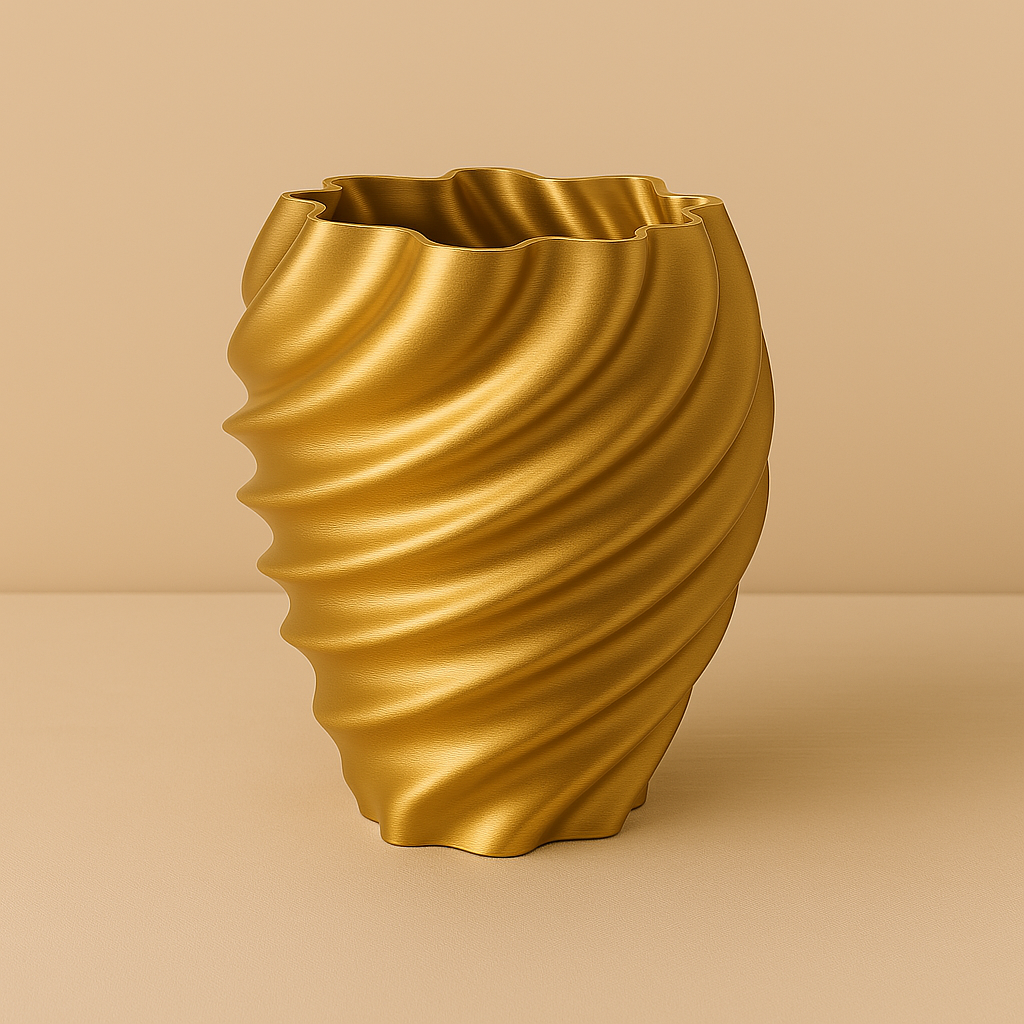 Modern Spiral Wave 3D Printed Vase