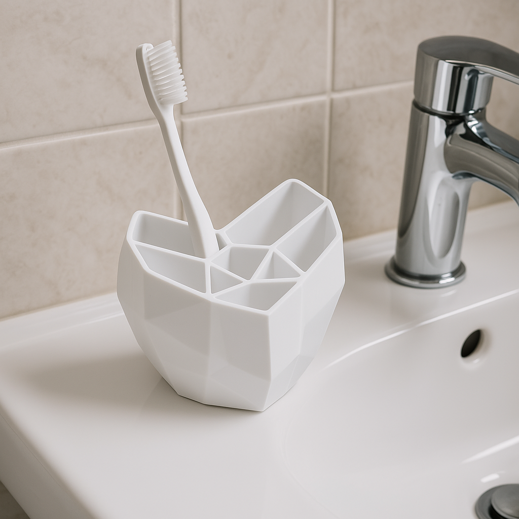 Geometric 3D Printed Toothbrush & Bathroom Organizer