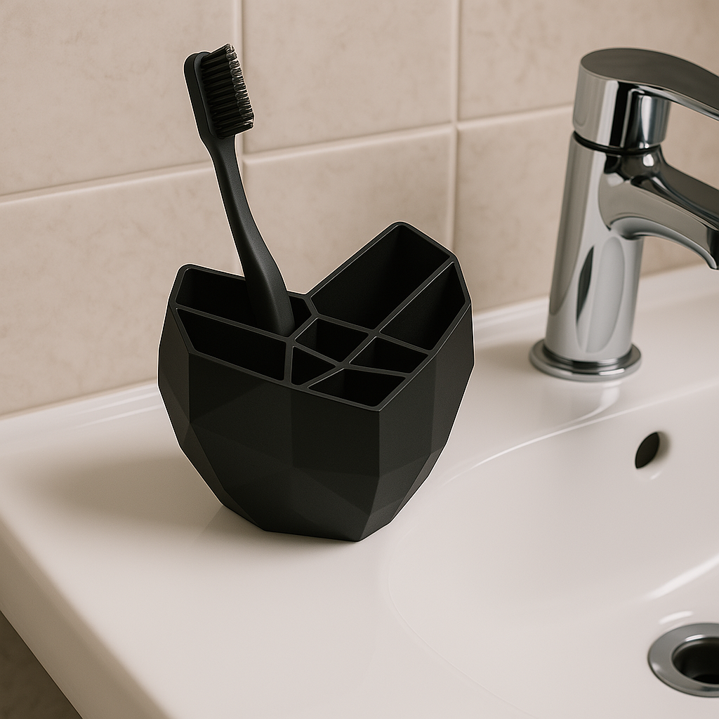Geometric 3D Printed Toothbrush & Bathroom Organizer