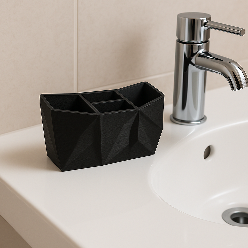 Compact Geometric 3D Printed Bathroom Organizer