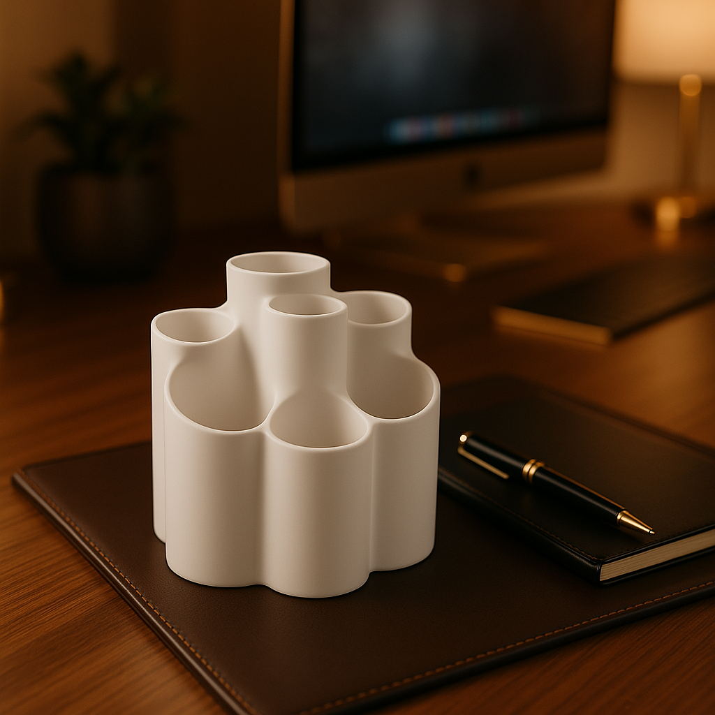 Crown Cluster 3D Printed Desk Organizer – Modern Office Edition