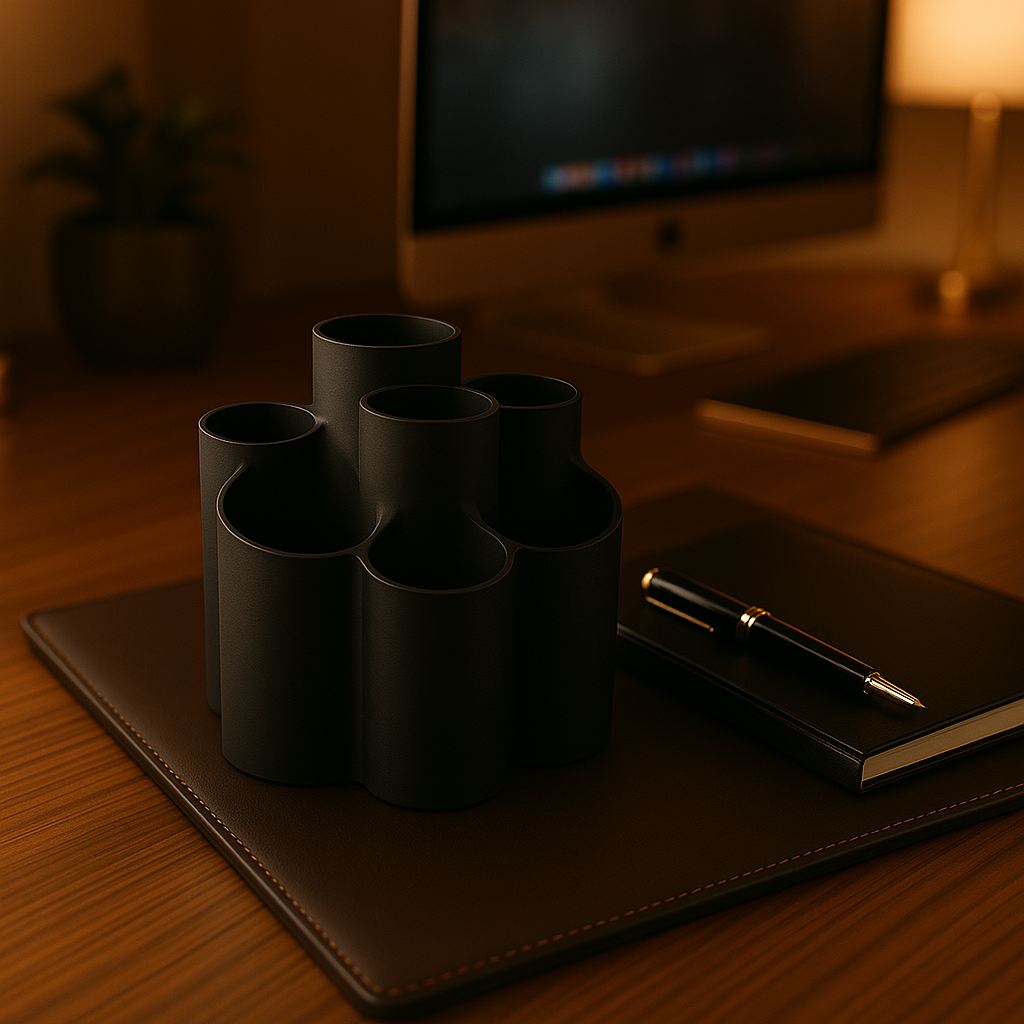 Crown Cluster 3D Printed Desk Organizer – Modern Office Edition
