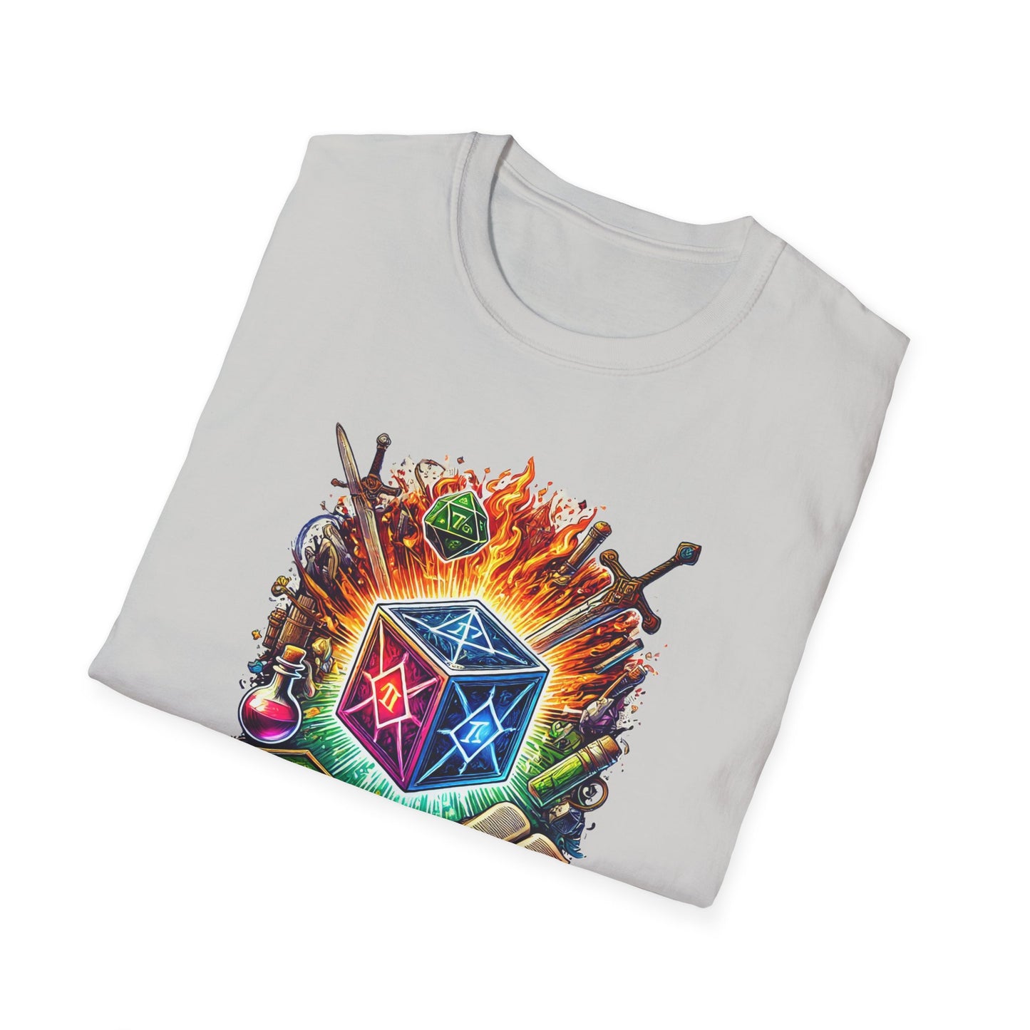 Fantasy-Themed Soft style T-Shirt with Colorful Cube Design