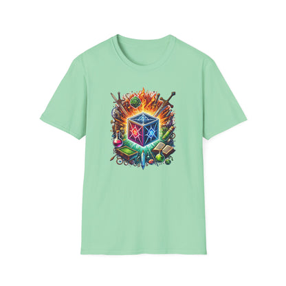 Fantasy-Themed Soft style T-Shirt with Colorful Cube Design