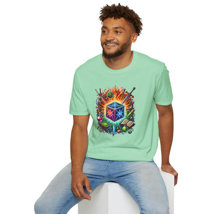 Fantasy-Themed Soft style T-Shirt with Colorful Cube Design