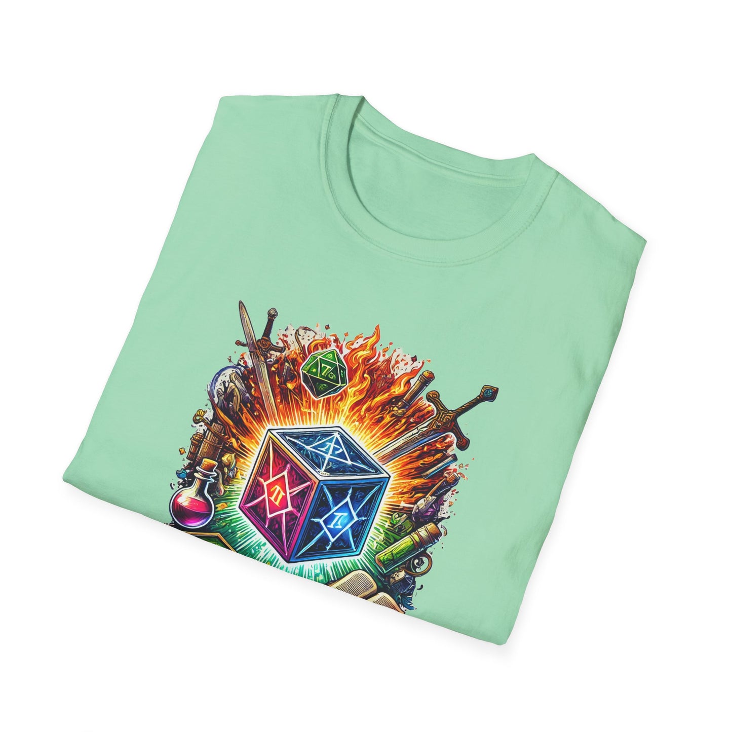 Fantasy-Themed Soft style T-Shirt with Colorful Cube Design