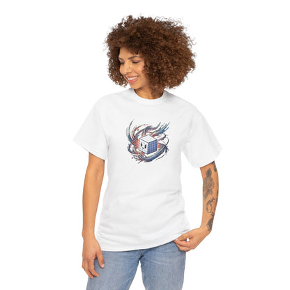 Creative Cube Heavy Cotton Tee - Artistic Graphic T-Shirt