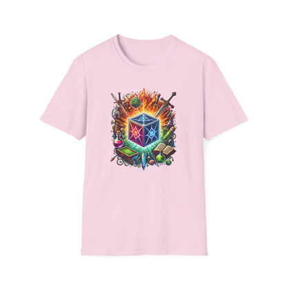 Fantasy-Themed Soft style T-Shirt with Colorful Cube Design