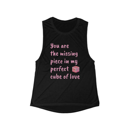 Women's Flowy Scoop Muscle Tank - Infinite Love Cube