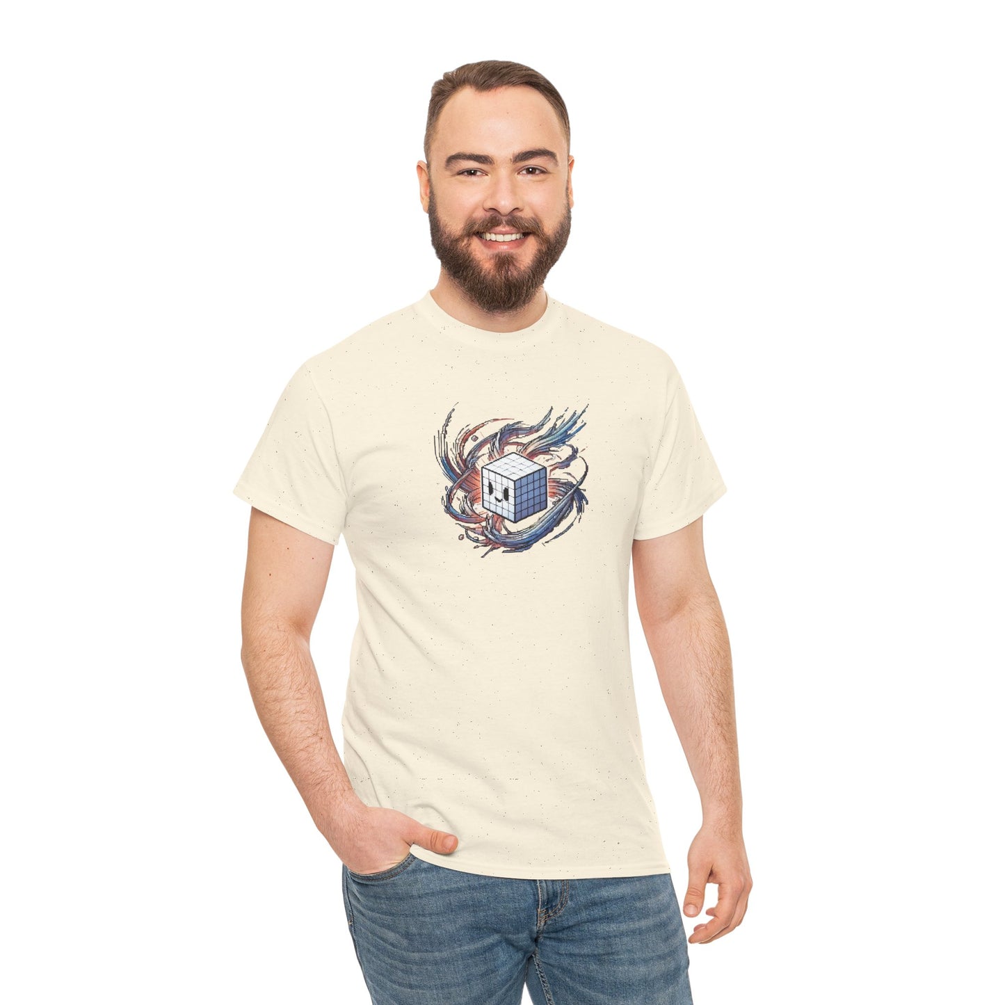 Creative Cube Heavy Cotton Tee - Artistic Graphic T-Shirt