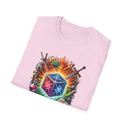 Fantasy-Themed Soft style T-Shirt with Colorful Cube Design