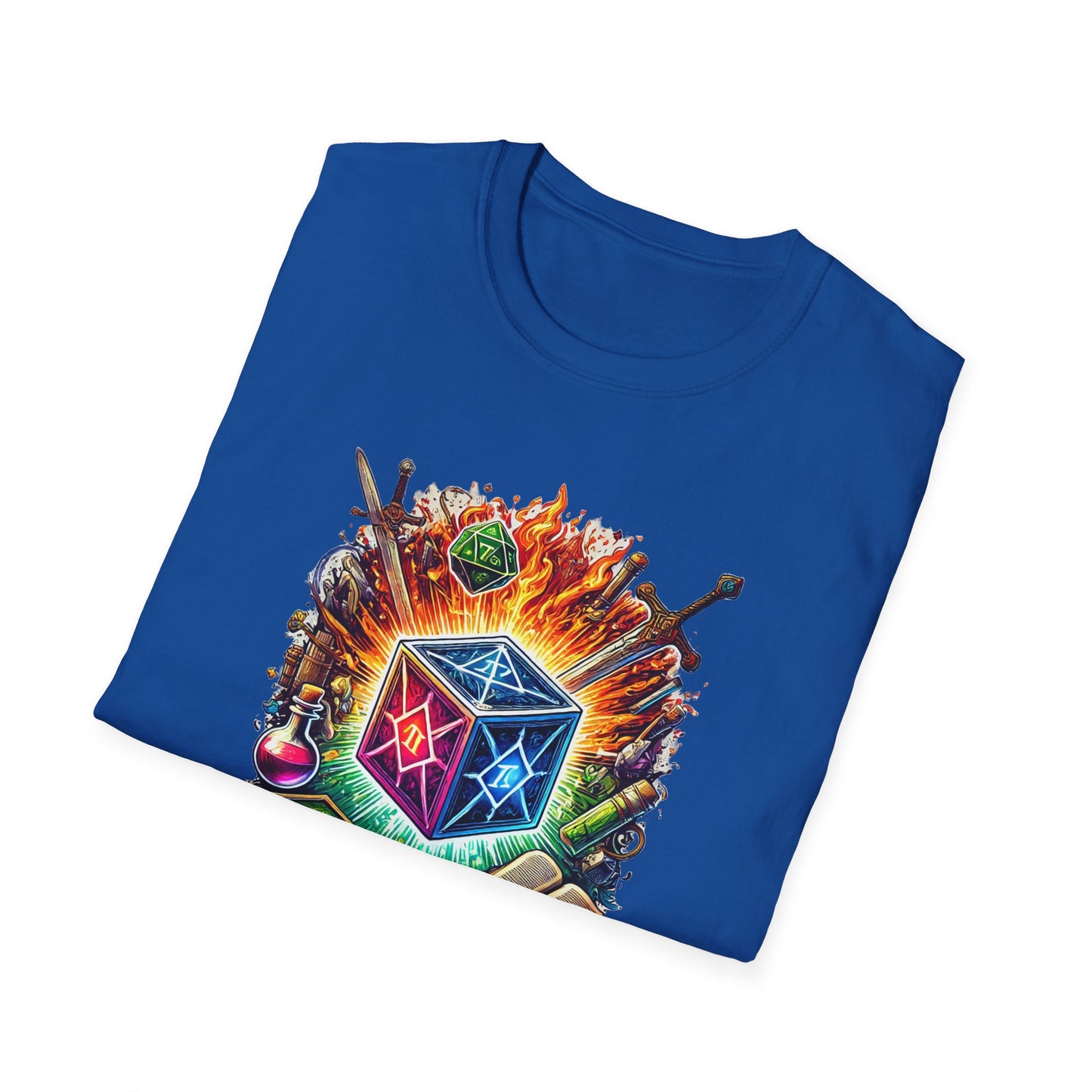 Fantasy-Themed Soft style T-Shirt with Colorful Cube Design