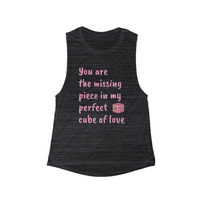 Women's Flowy Scoop Muscle Tank - Infinite Love Cube