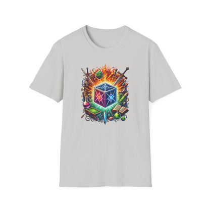 Fantasy-Themed Soft style T-Shirt with Colorful Cube Design