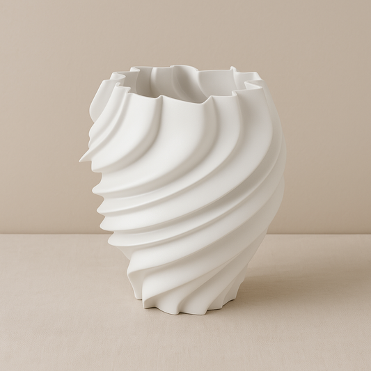 Modern Spiral Wave 3D Printed Vase