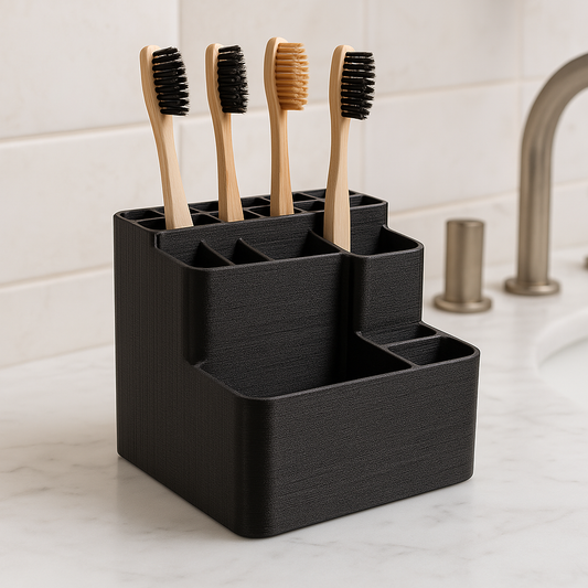 Multi-Compartment 3D Printed Toothbrush & Bathroom Organizer