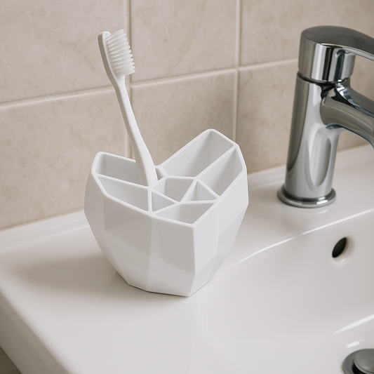 Geometric 3D Printed Toothbrush & Bathroom Organizer