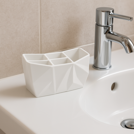 Compact Geometric 3D Printed Bathroom Organizer