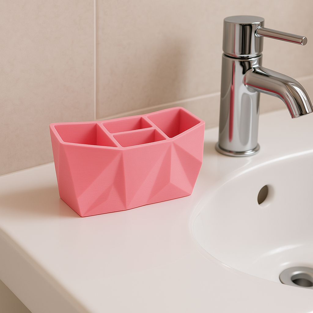 Compact Geometric 3D Printed Bathroom Organizer