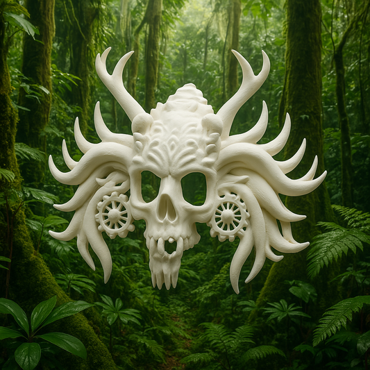 Jungle Spirit Skull Mask – 3D Printed Wall Art