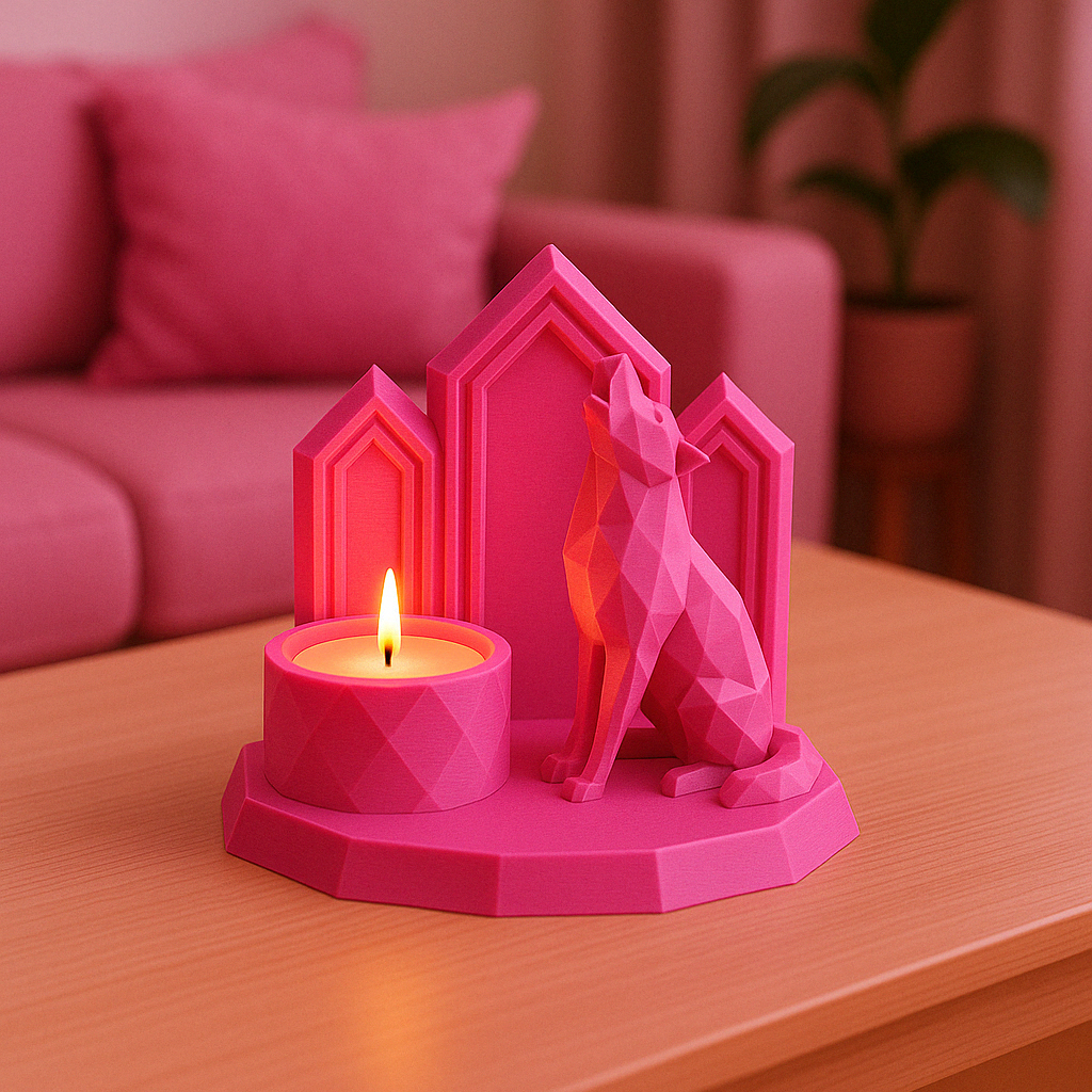 White Geometric Wolf Candle Holder – Modern Nordic Style
