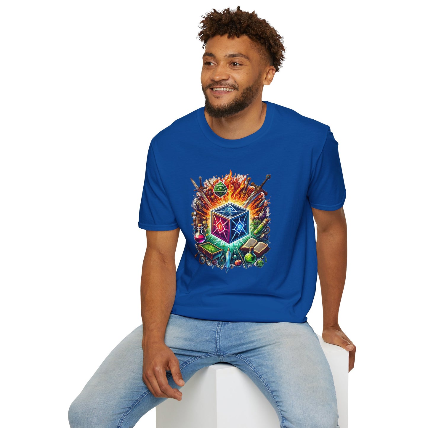 Fantasy-Themed Soft style T-Shirt with Colorful Cube Design