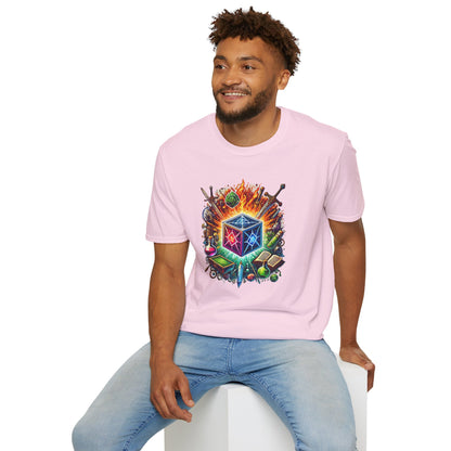 Fantasy-Themed Soft style T-Shirt with Colorful Cube Design