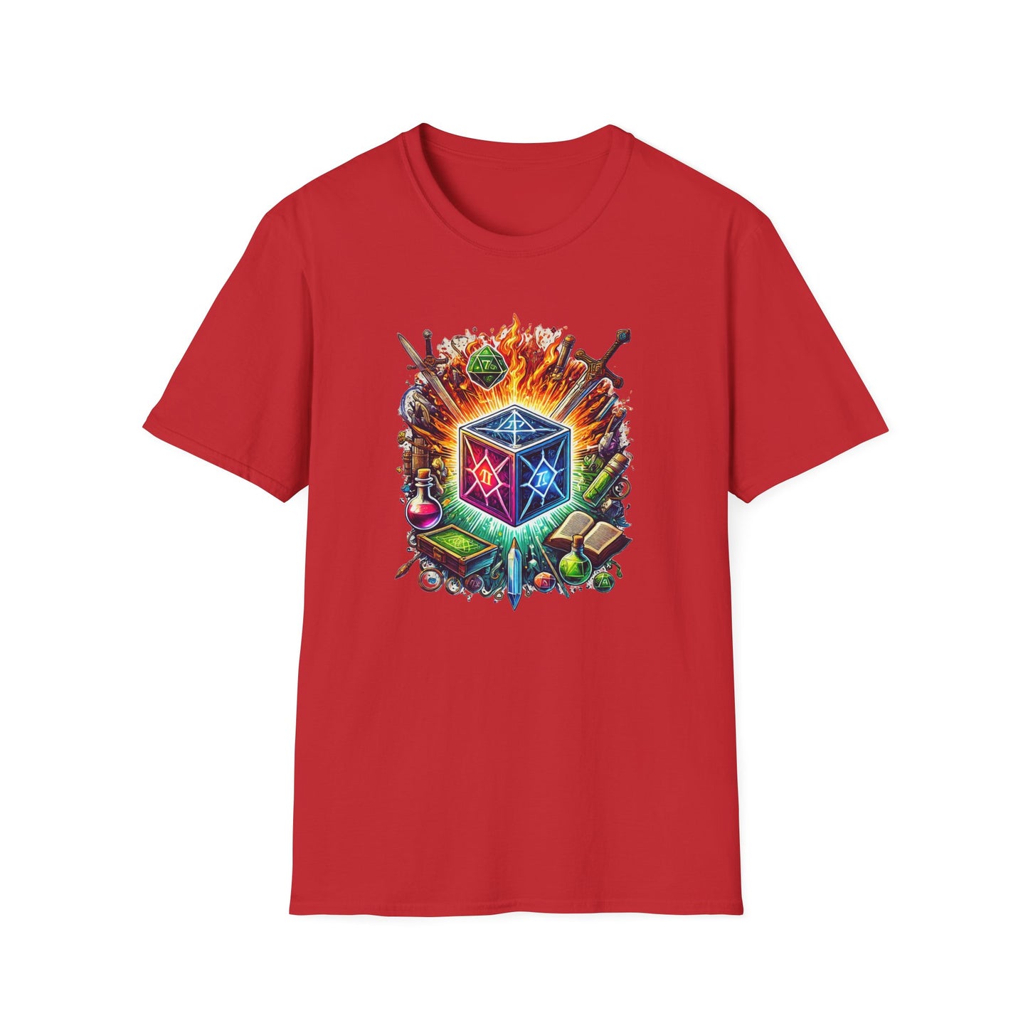 Fantasy-Themed Soft style T-Shirt with Colorful Cube Design