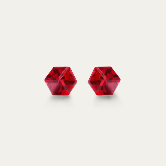 Irene - Light Siam - 4mm Red Color Cubic Crystal - Hypoallergenic