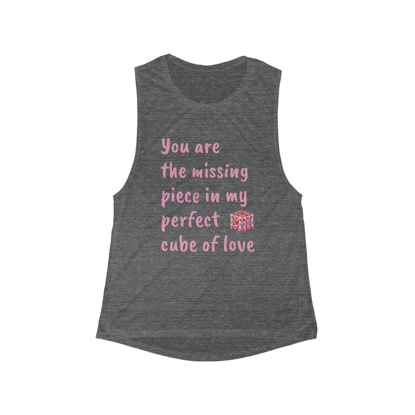 Women's Flowy Scoop Muscle Tank - Infinite Love Cube