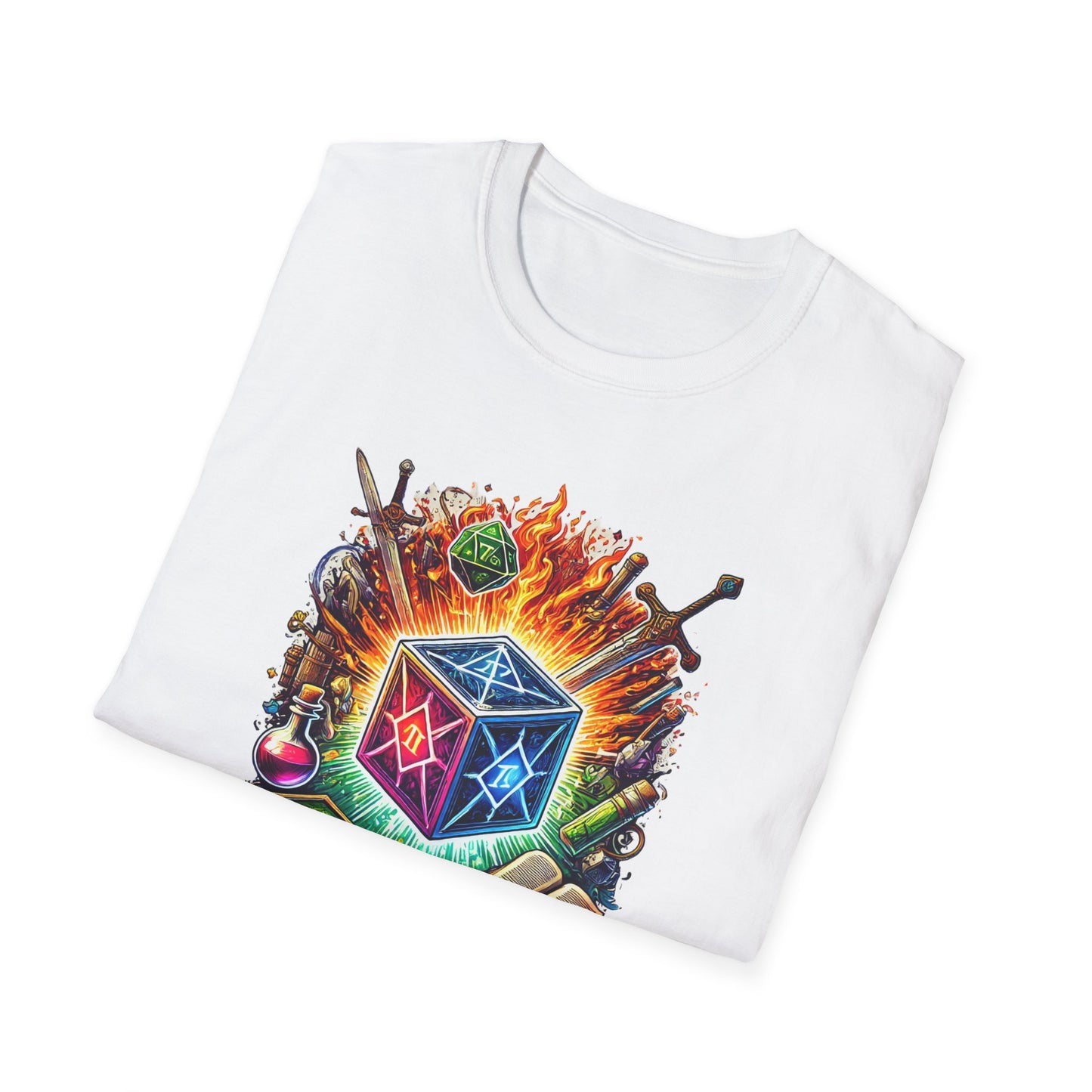 Fantasy-Themed Soft style T-Shirt with Colorful Cube Design