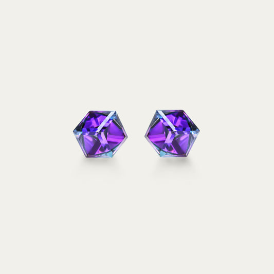 Irene - Heliotrope - 4mm Iridescent & Purple Color Cubic Crystal -