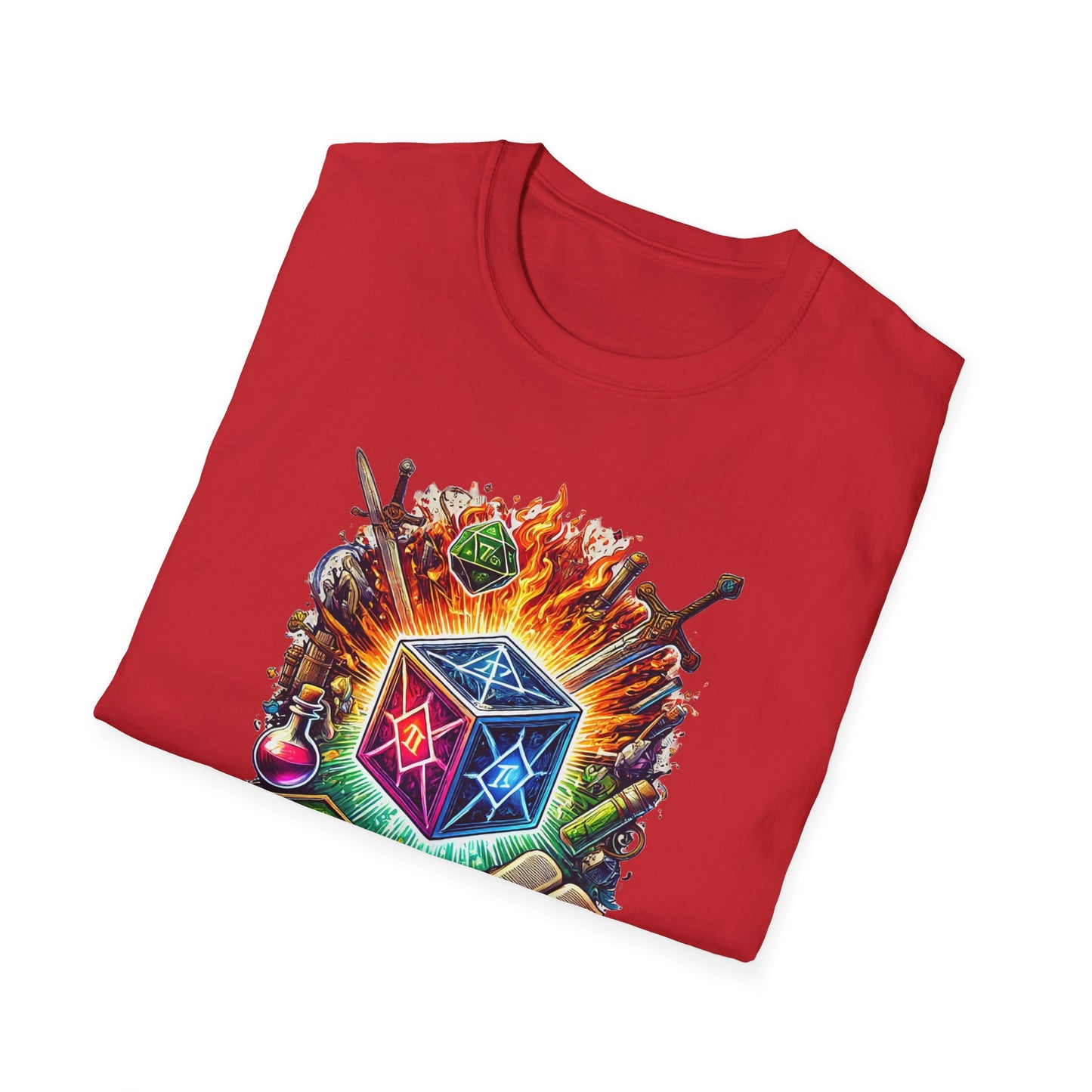 Fantasy-Themed Soft style T-Shirt with Colorful Cube Design