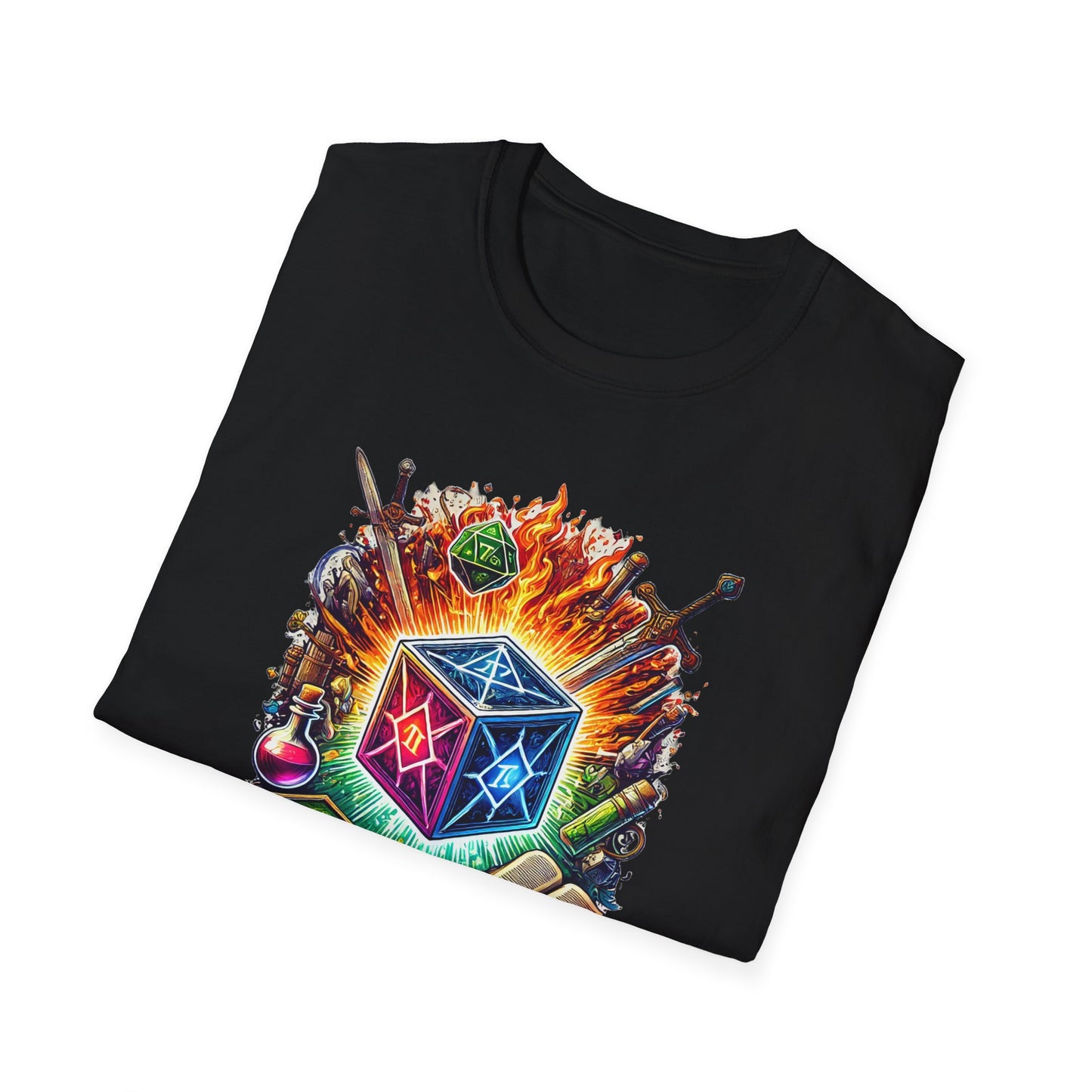 Fantasy-Themed Soft style T-Shirt with Colorful Cube Design