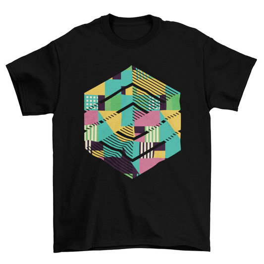 Geometric Colorful Cube Abstract T-Shirt